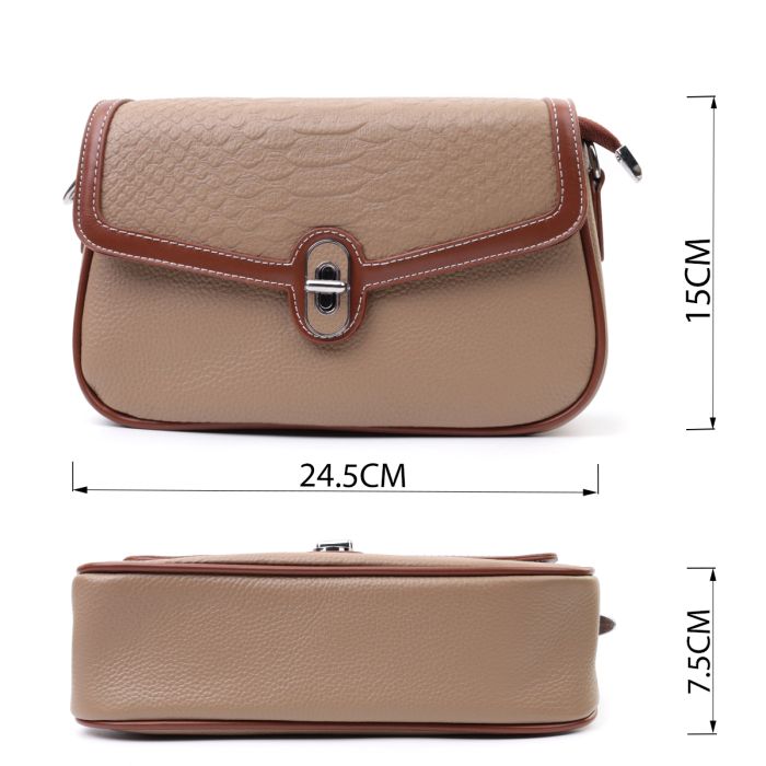 Стильна сумка жіноча з фактурним клапаном з натуральної шкіри Vintage 22620 бежева