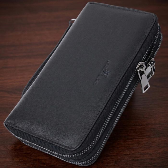 Стильний чоловічий клатч на два відділення із натуральної шкіри ST Leather 22700 чорний