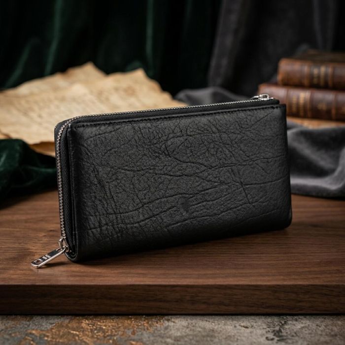Вертикальний гаманець унісекс із м'якої натуральної шкіри ST Leather 22743 чорний