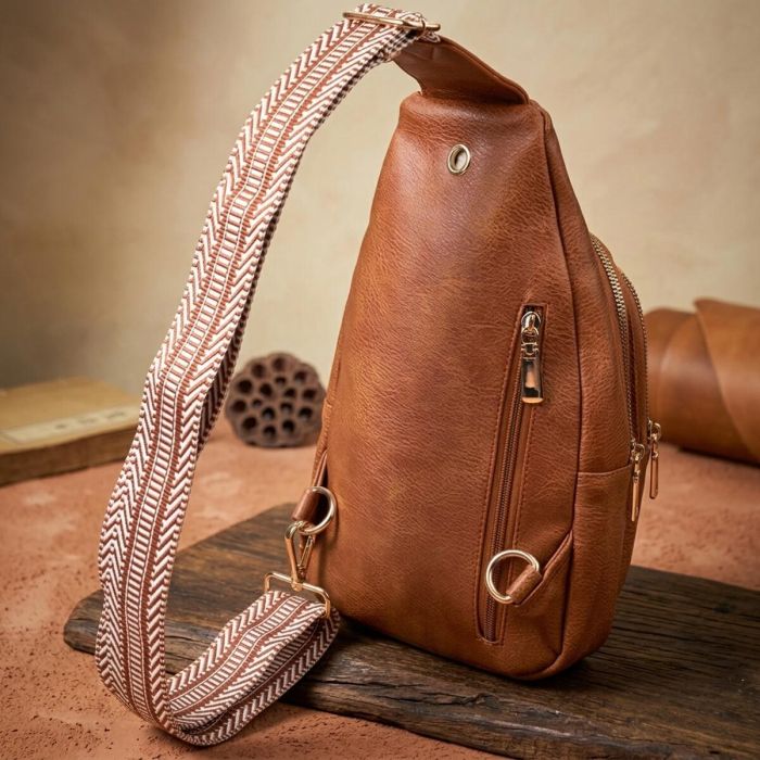 Практична жіноча сумка з однією лямкою через плече з екошкіри Vintage 22758 руда
