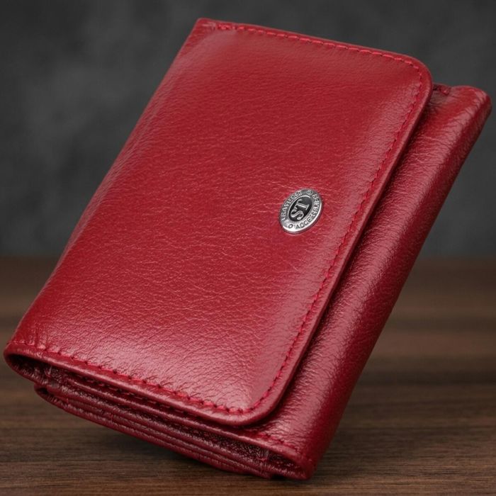 Компактний жіночий гаманець із натуральної шкіри ST Leather 23073 бордовий