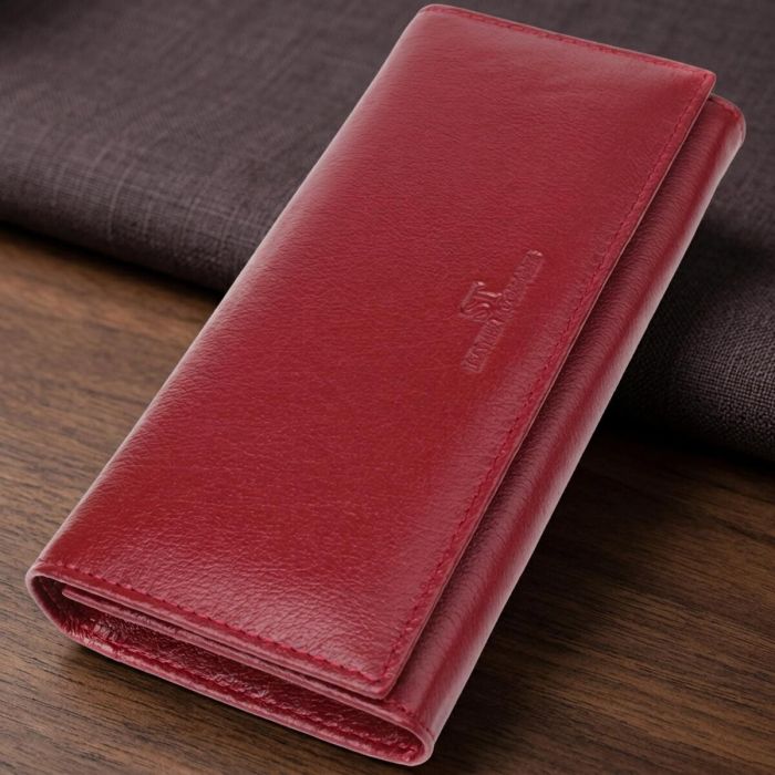 Елегантний гаманець у два складення з натуральної шкіри ST Leather 23065 бордовий