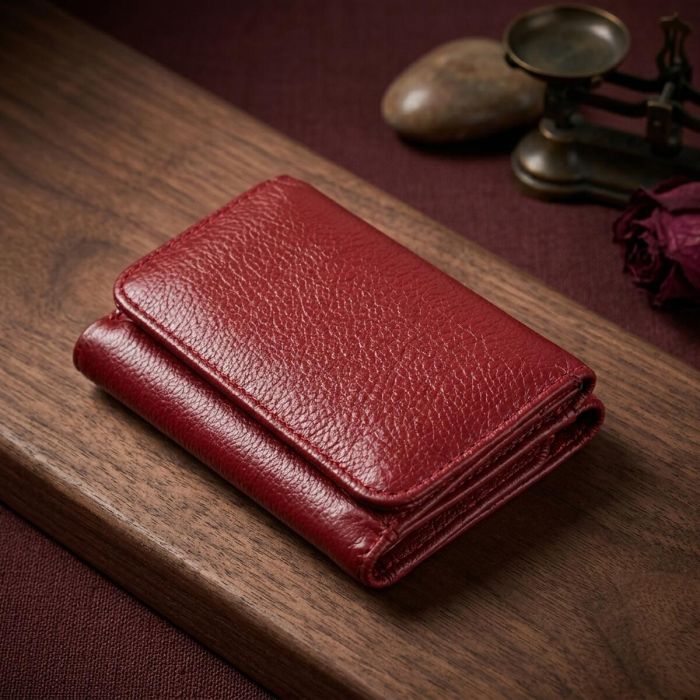 Компактний гаманець зручного формату із натуральної шкіри ST Leather 23077 бордовий