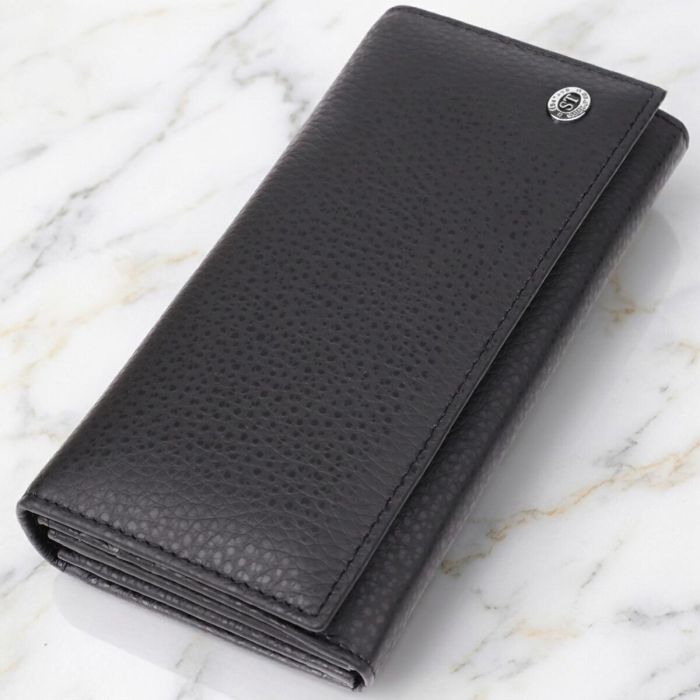 Жіночий вертикальний гаманець із натуральної шкіри ST Leather 23084 чорний