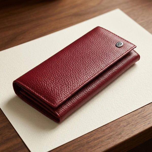 Практичний вертикальний гаманець із натуральної шкіри ST Leather 23085 бордовий