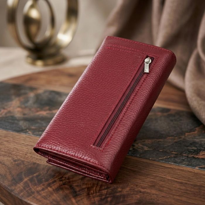 Практичний вертикальний гаманець із натуральної шкіри ST Leather 23085 бордовий