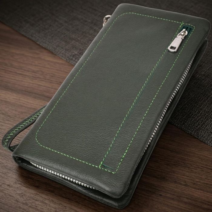 Стильний гаманець для жінок з відділенням під телефон ST Leather 23103 зелений