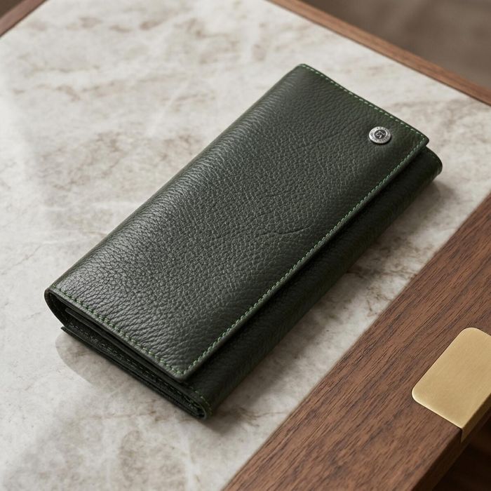 Стильний гаманець для жінок з монетницею із натуральної шкіри ST Leather 23106 зелений