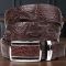 Ремінь-автомат з натуральної шкіри крокодила коричневий CROCODILE LEATHER 18240