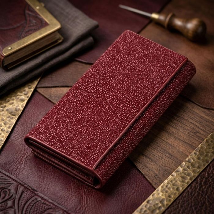 Гаманець жіночий STINGRAY LEATHER 18097 з натуральної шкіри морського ската бордовий