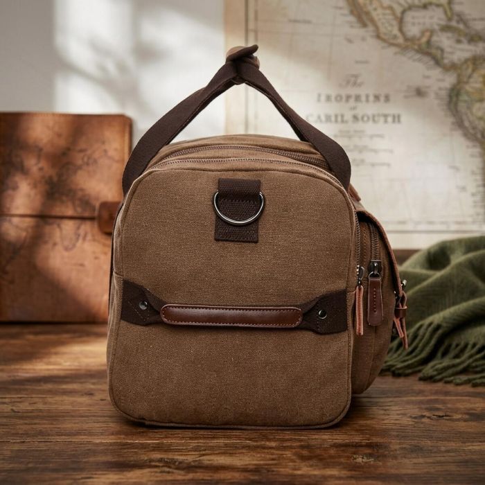 Дорожня сумка текстильна з кишенею 20193 Vintage коричнева