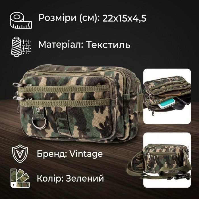 Бананка текстильна на пояс 20157 Vintage мілітарі