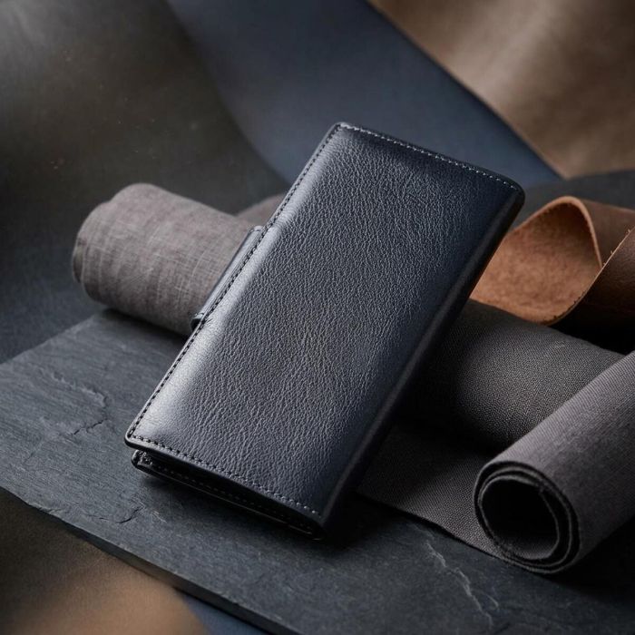 Добротный вертикальный клатч унисекс на хлястике с магнитом Grande Pelle 11221 синий