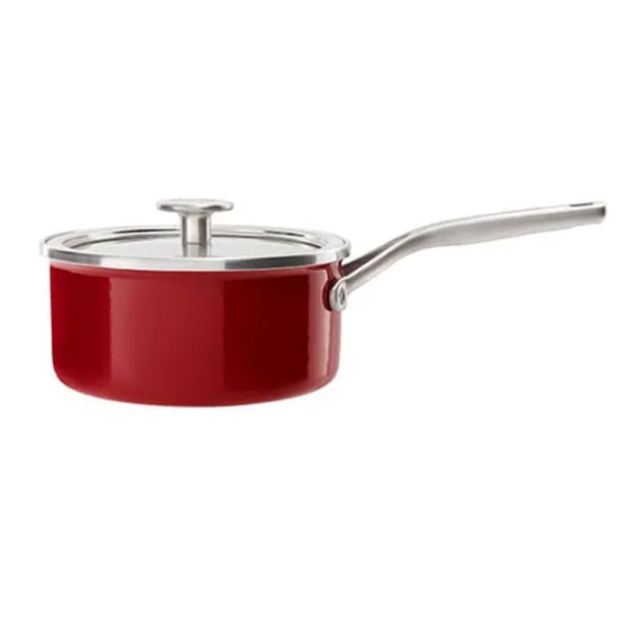 Ківш з кришкою KitchenAid Steel Core, 16 см, 1,3 л, червоний