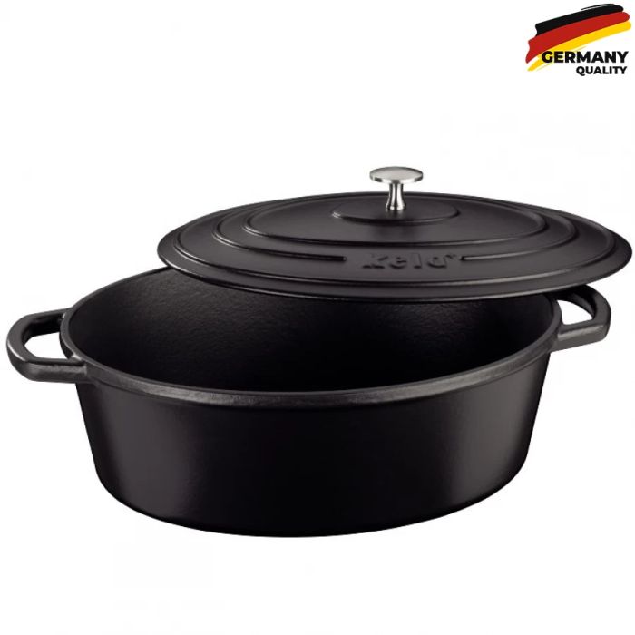 Гусятниця чавунна з кришкою KELA Calido  (12473) 33х26х12 см 6 л чорна